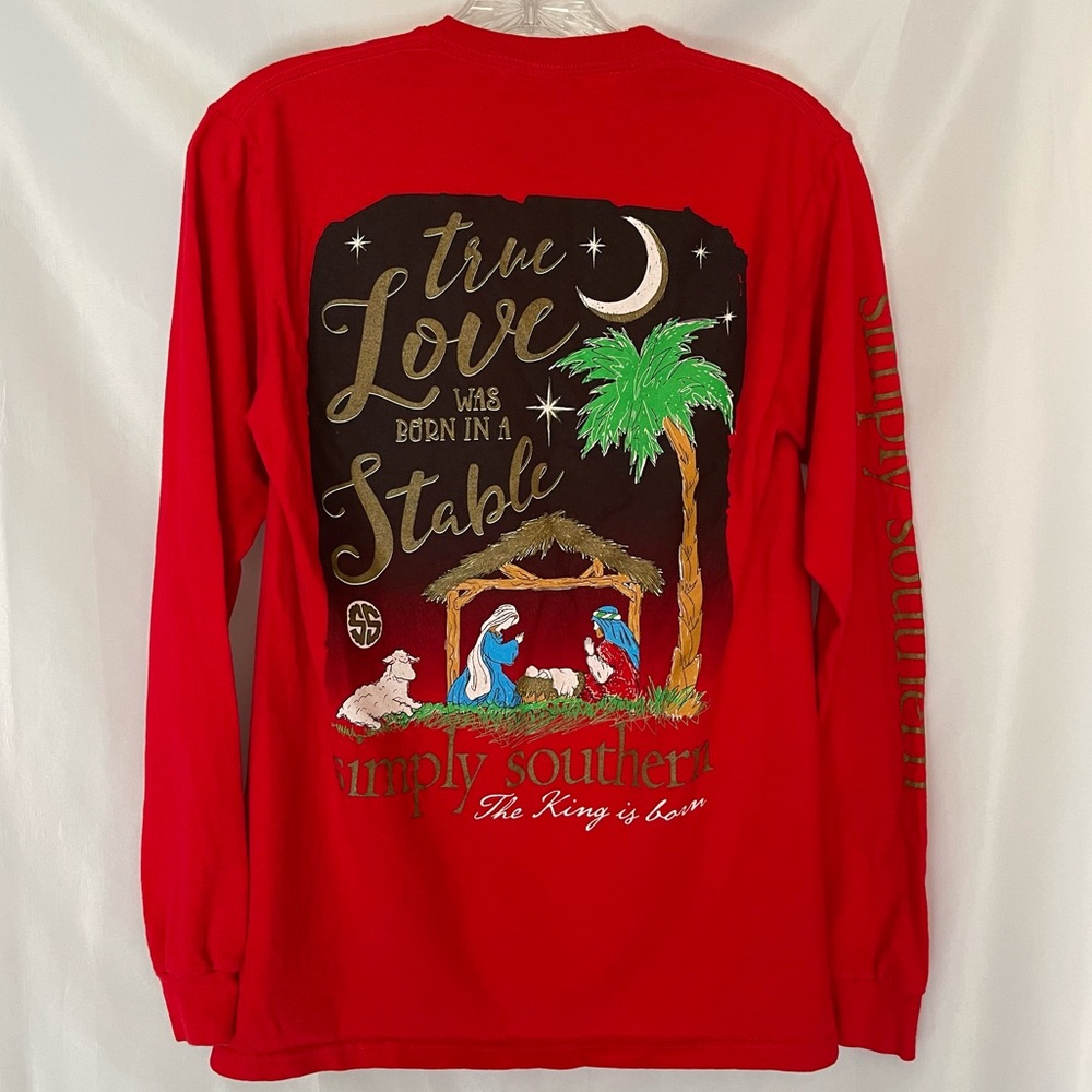 Simply Southern Collection Women’s Long Sleeve Tee size small.  Red and Gold